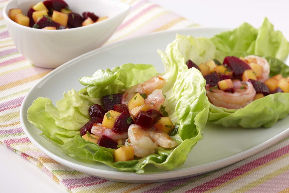 Asian Shrimp & Beets Wraps