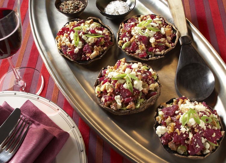 Roasted Portobello Mushrooms with Beets & Goat Cheese