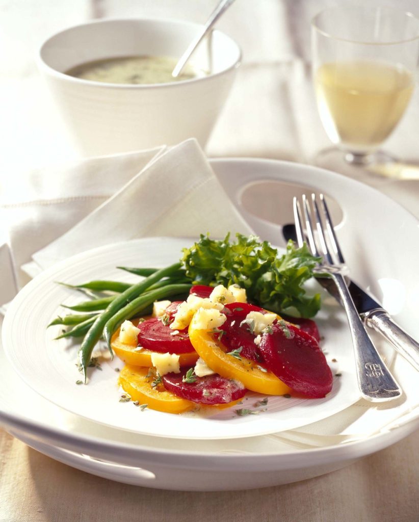 Tomato & Beet Stacks With Herb Vinaigrette