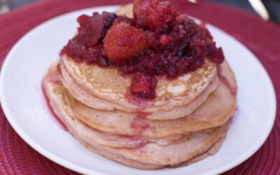 Beet Pancakes with Beet-Berry Syrup