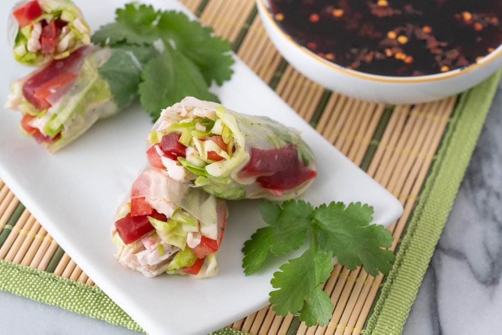 Beet Salad Spring Rolls with Spicy Orange Dipping Sauce