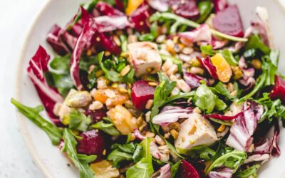 Farro Beet Mason Jar Salad with Pistachios and Apricots