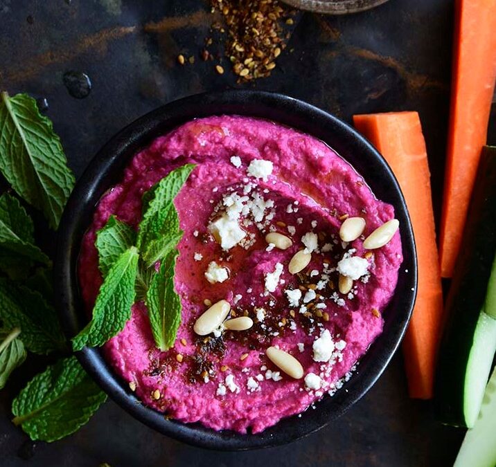 Pickled Beet and White Bean Dip with Za’atar, Feta and Mint