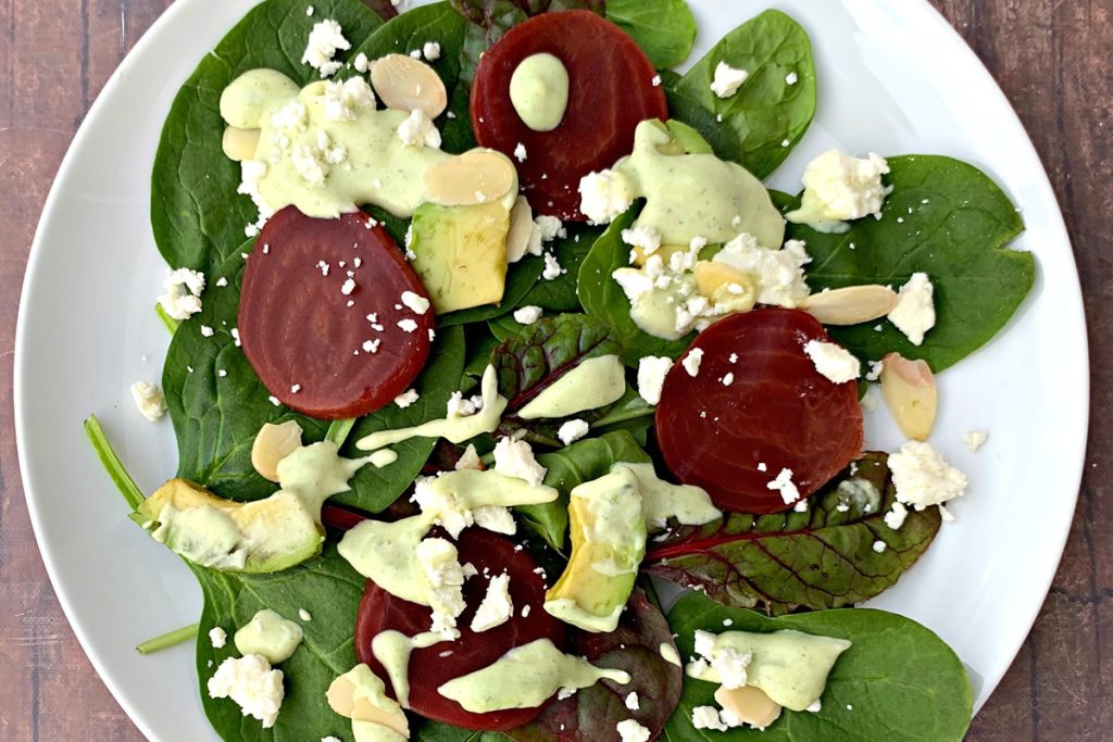 Green Goddess Salad with Sliced Beets