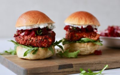 Blackened Salmon Sliders with Pickled Beet Relish