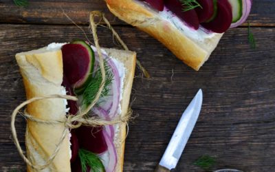 Baguette with Pickled Beets and Whipped Dill Goat Cheese