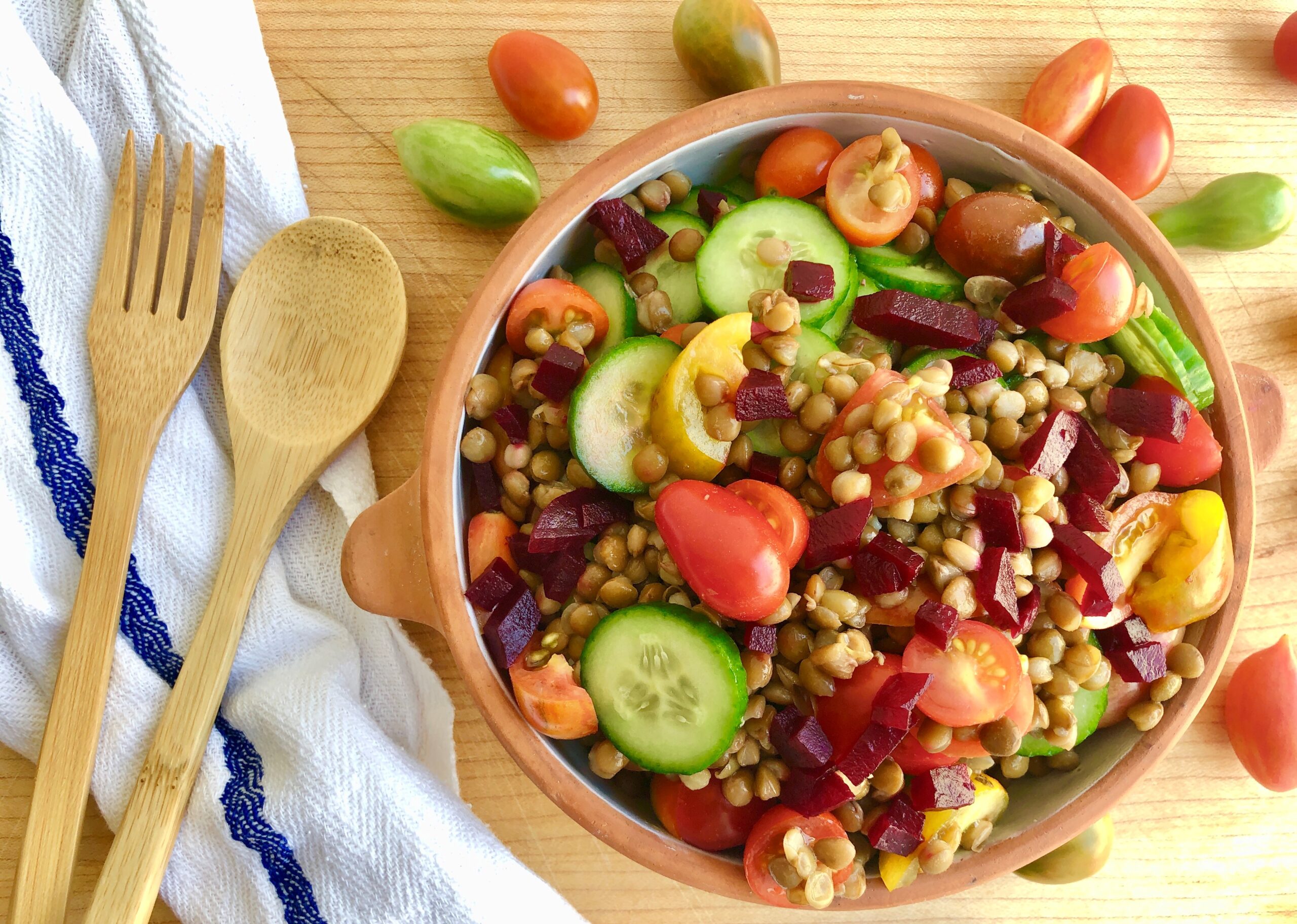 Pickled Beet and Lentil Salad with Tahini Lemon Dressing