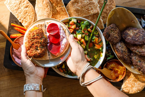 Pita Burger Board with Pickled Beets