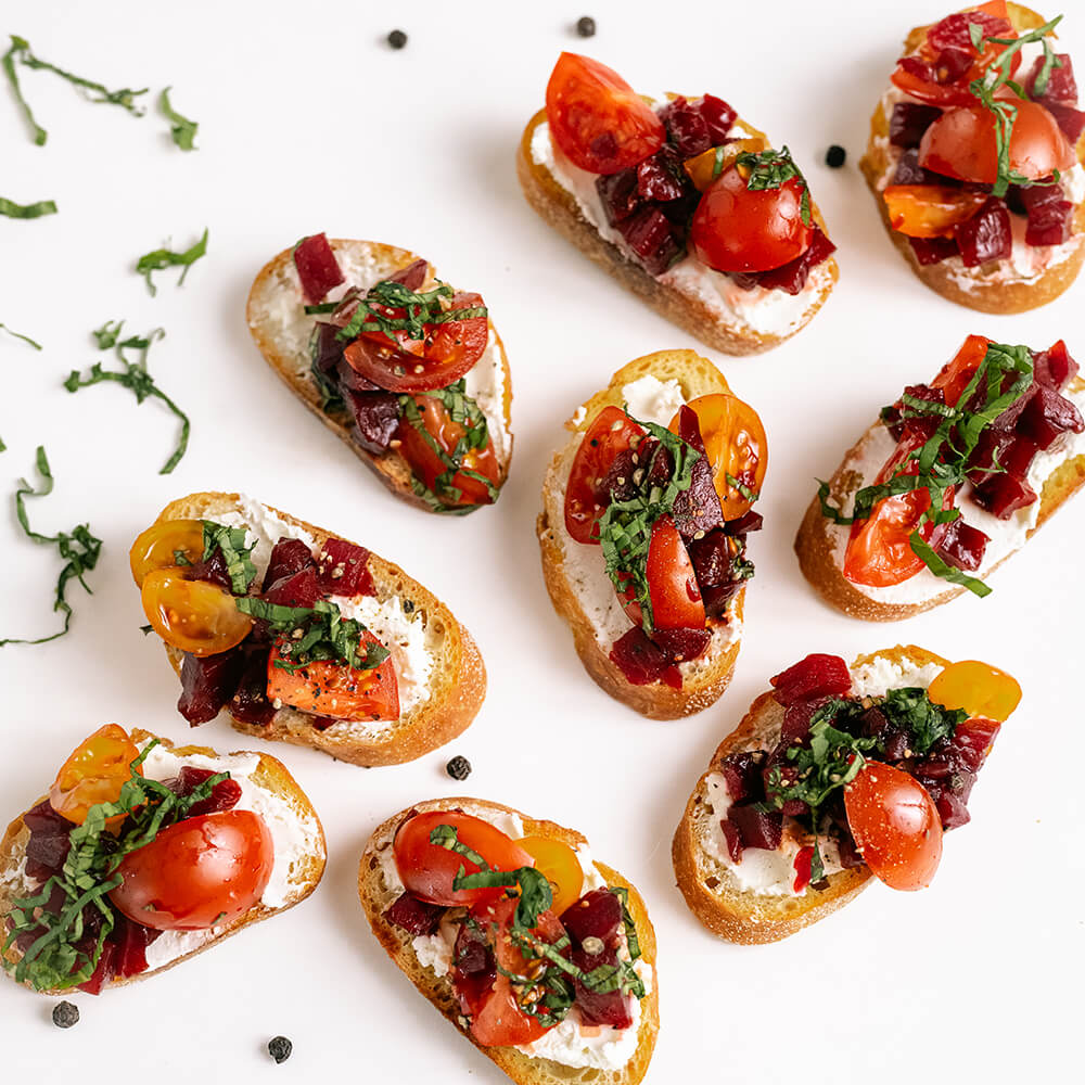 Beet & Goat Cheese Crostinia Appetizer