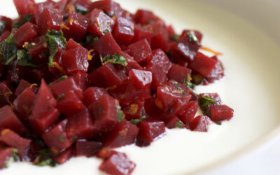 Hot Honey Whipped Feta with Pickled Beets