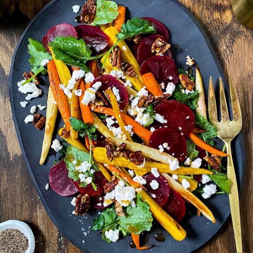 Aunt Nellies Beet Carrot Kale Pecan Salad