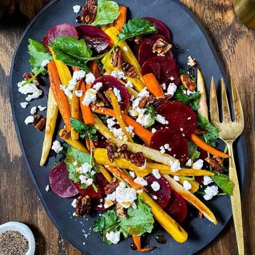 Aunt Nellies Beet Carrot Kale Pecan Salad