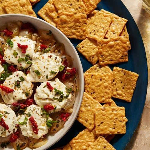 Baked Onion Goat Cheese Sun Dried Tomato Dip