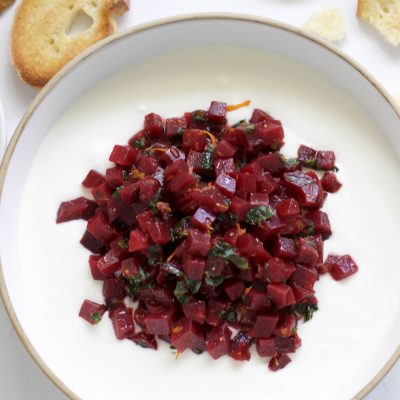 Hot Honey Whipped Feta with Pickled Beets