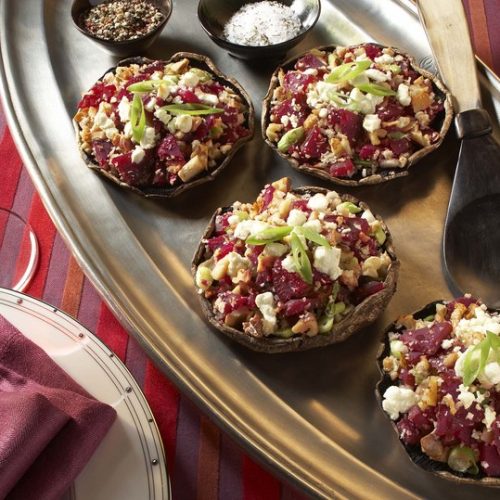 Roasted Portobello Mushrooms With Beets & Goat Cheese