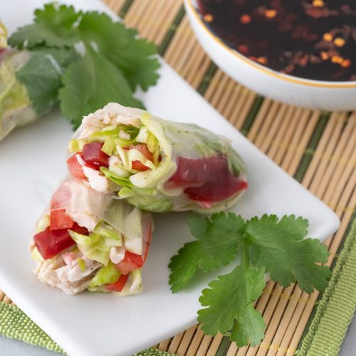 Beet Salad Spring Rolls with Spicy Orange Dipping Sauce