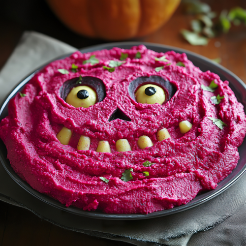 aunt nellie's pickled beet hummus and dipfor easy halloween snack ideas