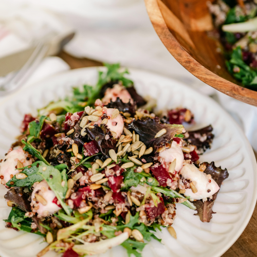 easy summer recipes for aunt nellie's showing a beets seeds and grains salad
